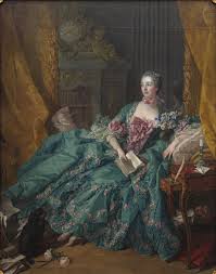 Cuadro de Madame de Pompadour recostada con un libro